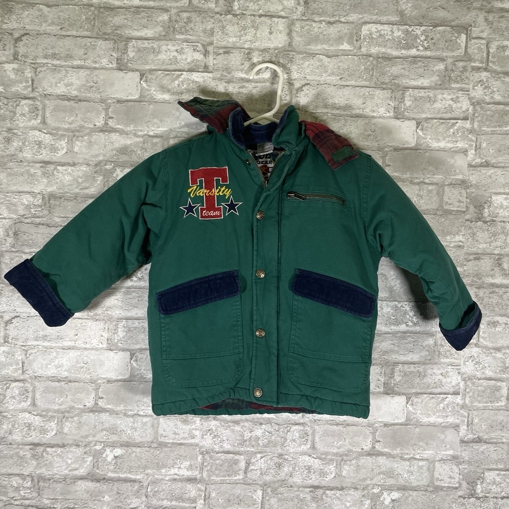 Vintage Body Gear Sporty Kids Canvas Barn Jacket 4t Corduroy Collar Cuffs